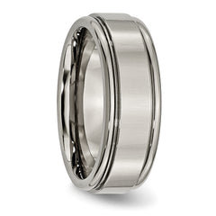Sophia Jewelers Titanium Wedding Band with Grooved Edge Polished Finish