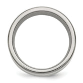 Titanium Silver Inlay Unisex Wedding Band with Polished Finish