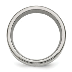 Titanium Silver Inlay Unisex Wedding Band with Polished Finish