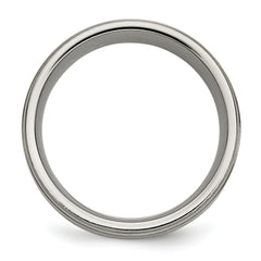 Titanium Silver Inlay Unisex Wedding Band 9mm Polished Two-Tone