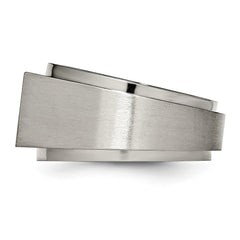 Titanium Unisex Signet Ring with CZ, Engravable Polished and Brushed Finish