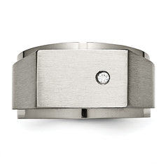 Titanium Unisex Signet Ring with CZ, Engravable Polished and Brushed Finish