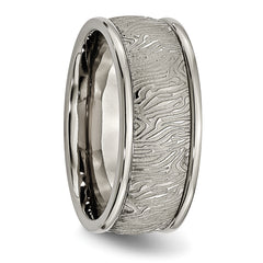 Titanium Unisex Wedding Band with Polished Brushed Finish 9mm