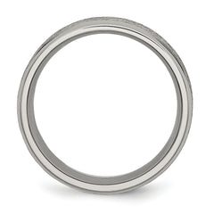 Titanium Unisex Wedding Band with Brushed Center and Ridged Edge