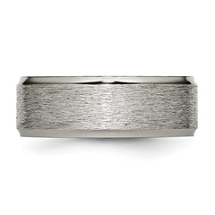 Titanium Unisex Wedding Band with Brushed Center and Ridged Edge