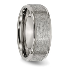 Titanium Unisex Wedding Band with Brushed Center and Ridged Edge