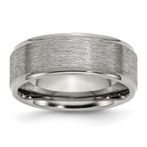 Titanium Brushed Center 8mm Ridged Edge Band