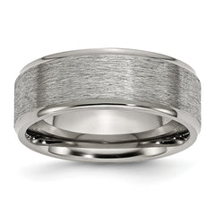 Titanium Brushed Center 8mm Ridged Edge Band