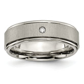 Titanium Brushed and Polished .05 Carat Diamond Rounded Edge 7mm Band