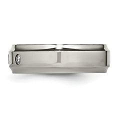 Titanium Polished Unisex Wedding Band with Diamonds Engravable 7mm