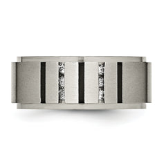 Titanium Unisex Wedding Band with 0.15 Carat Diamonds Engravable