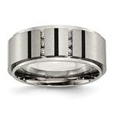 Titanium Brushed and Polished Black IP-plated 0.15 Carat Diamond 9mm Band