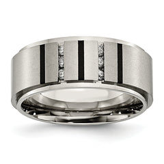 Titanium Brushed and Polished Black IP-plated 0.15 Carat Diamond 9mm Band