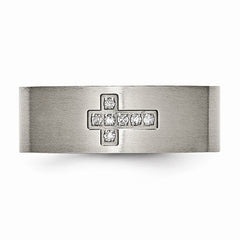 Sophia Jewelers Titanium Men's Ring with 0.07ct Diamond Brushed Finish