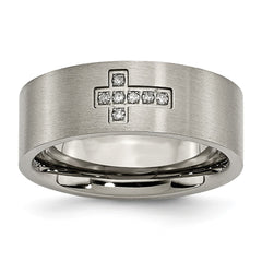 Sophia Jewelers Titanium Men's Ring with 0.07ct Diamond Brushed Finish