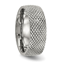 Sophia Jewelers Titanium 8mm Wedding Band with Polished Textured Finish