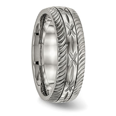 Titanium Unisex Wedding Band with Polished Diamond-Cut Finish