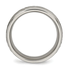 Titanium Unisex Wedding Band with Satin Hammered Center Engravable