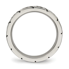 Sophia Jewelers Titanium Unisex Polished 4mm CZ Grooved Wedding Band