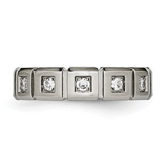 Titanium Grooved 5mm CZ Wedding Band Polished & Brushed Unisex