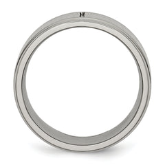 Titanium Unisex Wedding Band with Brushed Center and Engravable Ridged Edge