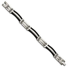 Chisel Titanium Brushed and Polished Black IP-plated 8.5 inch Bracelet