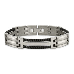 Chisel Titanium Brushed and Polished Black IP-plated 8.5 inch Bracelet