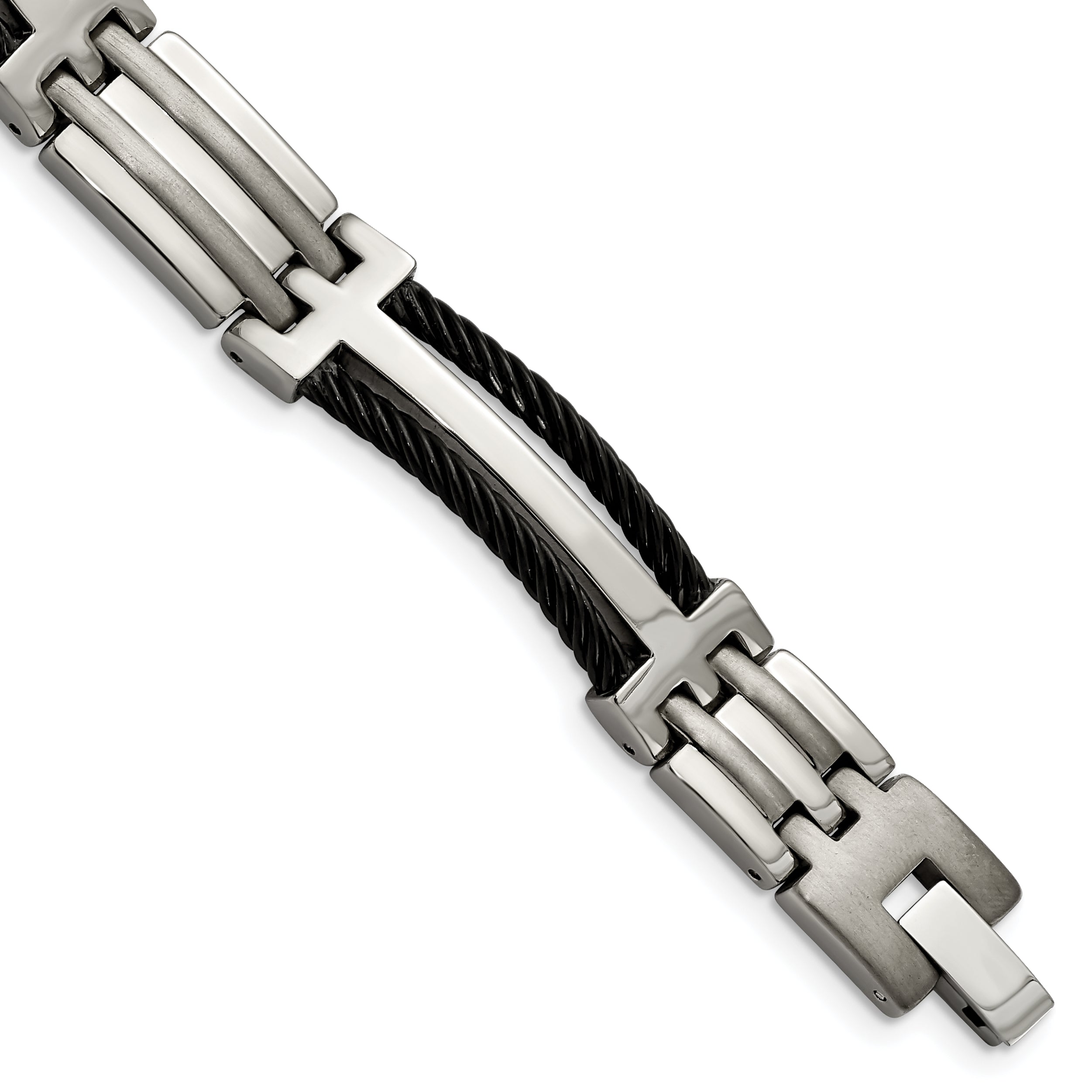 Chisel Titanium Brushed and Polished Black IP-plated 8.5 inch Bracelet