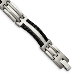 Chisel Titanium Brushed and Polished Black IP-plated 8.5 inch Bracelet