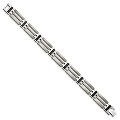 Chisel Titanium Brushed and Polished Black IP-plated 8.5 inch Bracelet