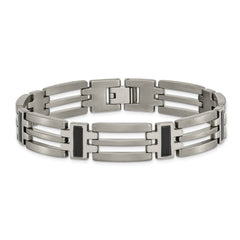 Chisel Titanium Brushed and Polished Black IP-plated 8.5 inch Bracelet