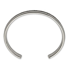 Chisel Titanium Polished with Black Rubber Design Cuff Bangle