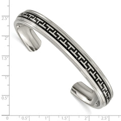 Chisel Titanium Polished with Black Rubber Design Cuff Bangle