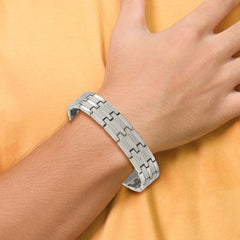 Chisel Titanium Polished and Textured 8.5 inch Link Bracelet