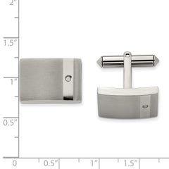 Titanium Cufflinks with Polished & Brushed Finish, CZ, Engravable