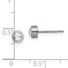 Chisel Titanium Brushed CZ 5mm Stud Earrings