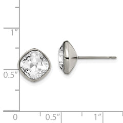 Chisel Titanium Polished Faceted Crystal Square Post Earrings