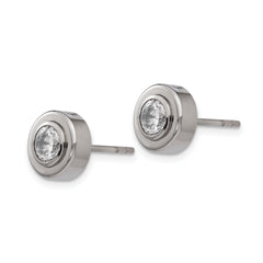 Chisel Titanium Polished CZ Post Earrings