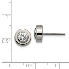 Chisel Titanium Polished CZ Post Earrings