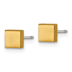 Chisel Titanium Brushed Yellow IP-plated Square Post Earrings