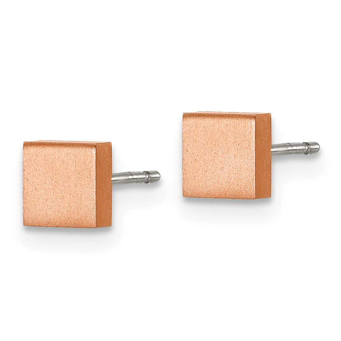 Chisel Titanium Brushed Rose IP-plated Square Post Earrings