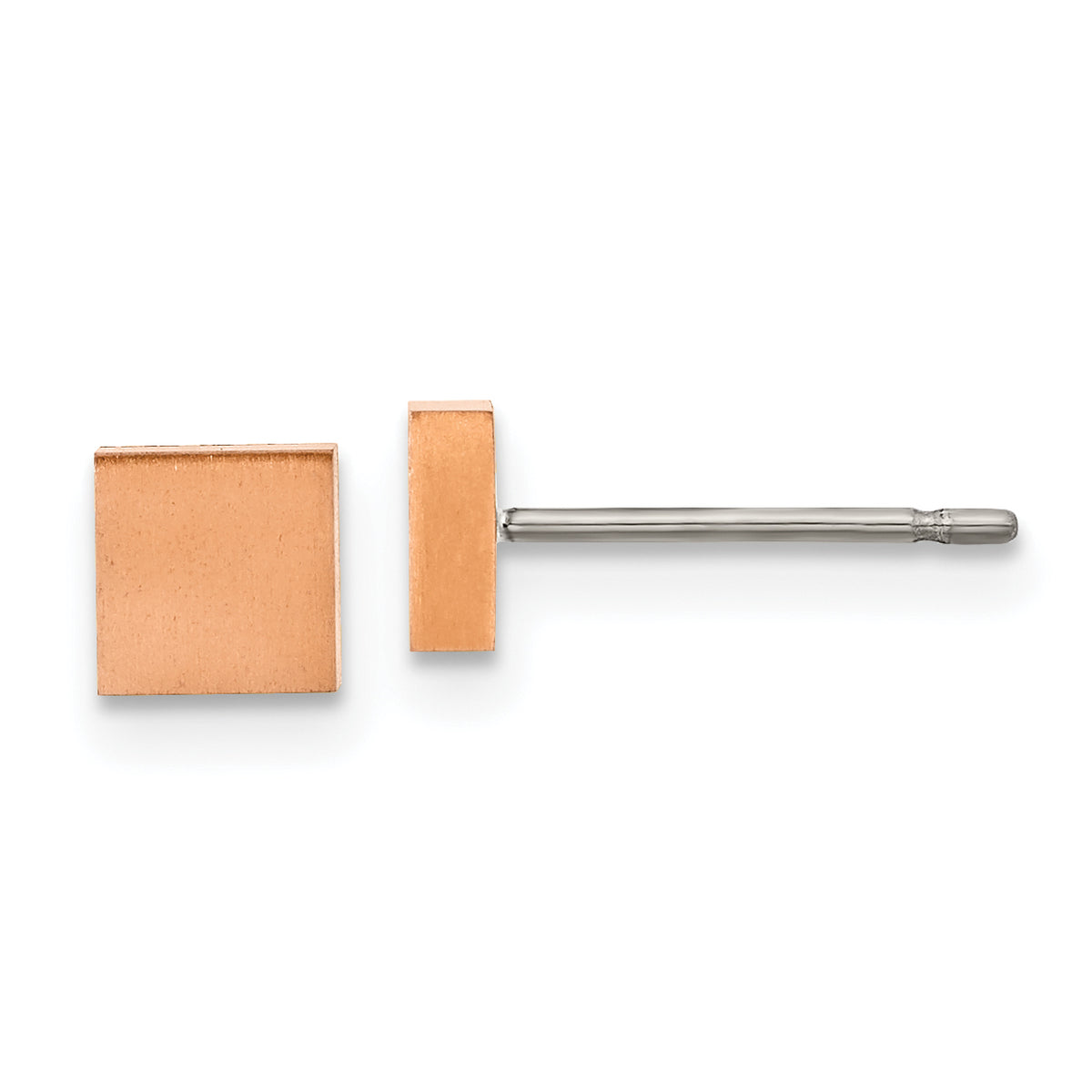 Chisel Titanium Brushed Rose IP-plated Square Post Earrings