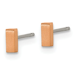Chisel Titanium Brushed Rose IP-plated Rectangle Post Earrings