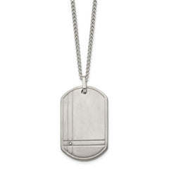 Sophia Jewelers Men's Titanium Dog Tag Necklace with Diamond Engravable 22
