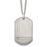 Chisel Titanium Brushed with .01 carat Diamond Dog Tag 22 inch Necklace