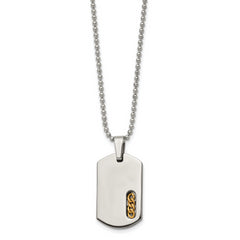 Sophia Jewelers Titanium Engravable Dog Tag Necklace 22 Polished Gold Tone