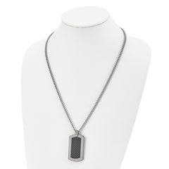 Titanium Men's Necklace with Polished Black Carbon Fiber Inlay