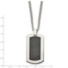 Titanium Men's Necklace with Polished Black Carbon Fiber Inlay