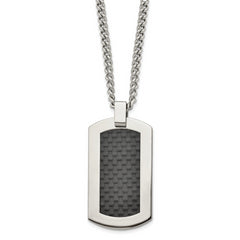 Chisel Titanium Polished with Black Carbon Fiber Inlay 24 inch Necklace