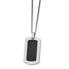 Titanium Men's Necklace with Polished Black Carbon Fiber Inlay